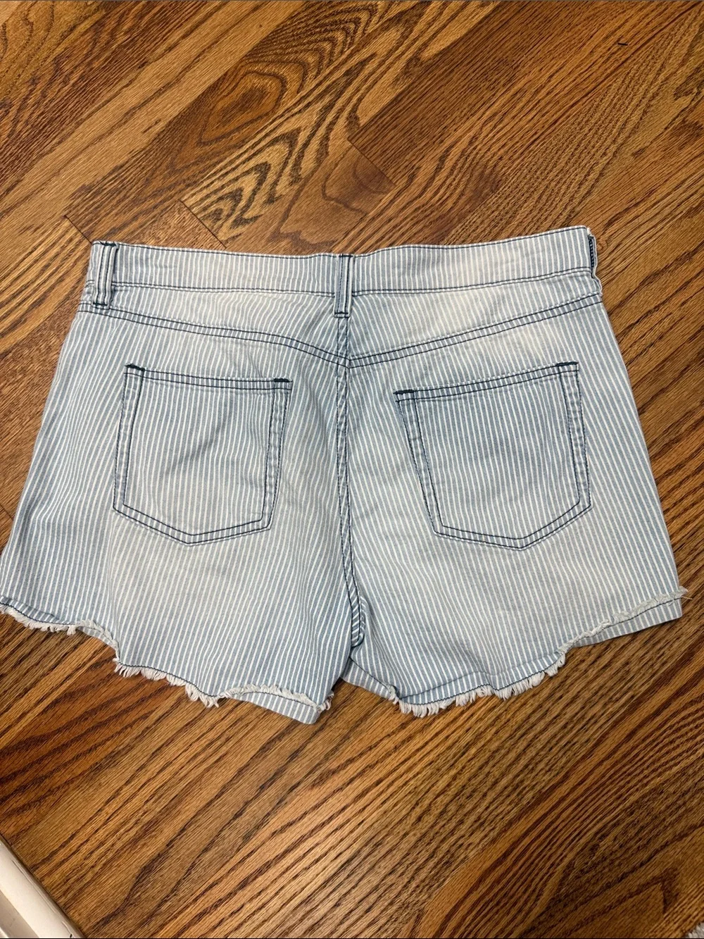 J. Crew Blue and White Striped Denim Jean Shorts